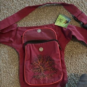 Artistic Tree Embroidered Crossbody Bag